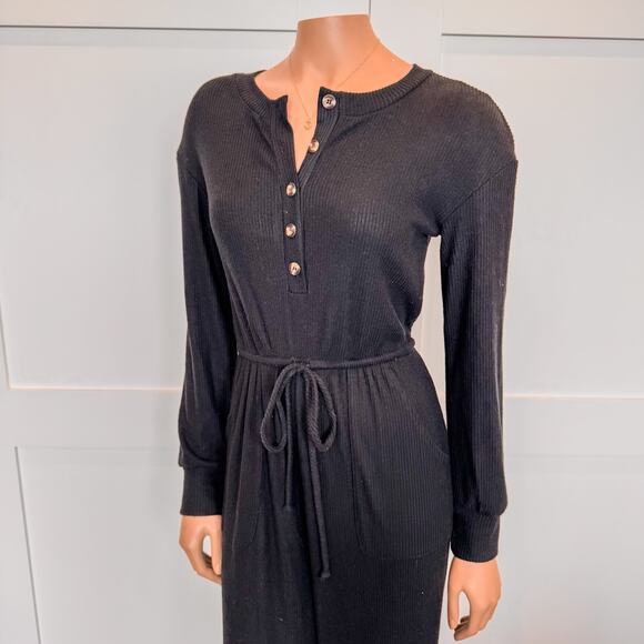 NWT- Miami of Francesca’s-Faye Rib Knit Black Onesie Jumpsuit-Women’s X-Small - Picture 9 of 10